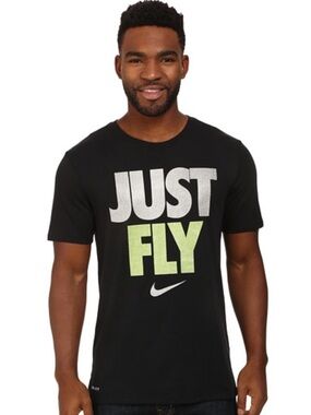 Nike Black Just Fly Crew Neck Dri Fit Short Sleeve T-Shirt Size Small